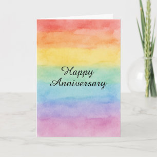 Minimalistischer Regenbogen-Watercolor-Jubiläum –  Karte