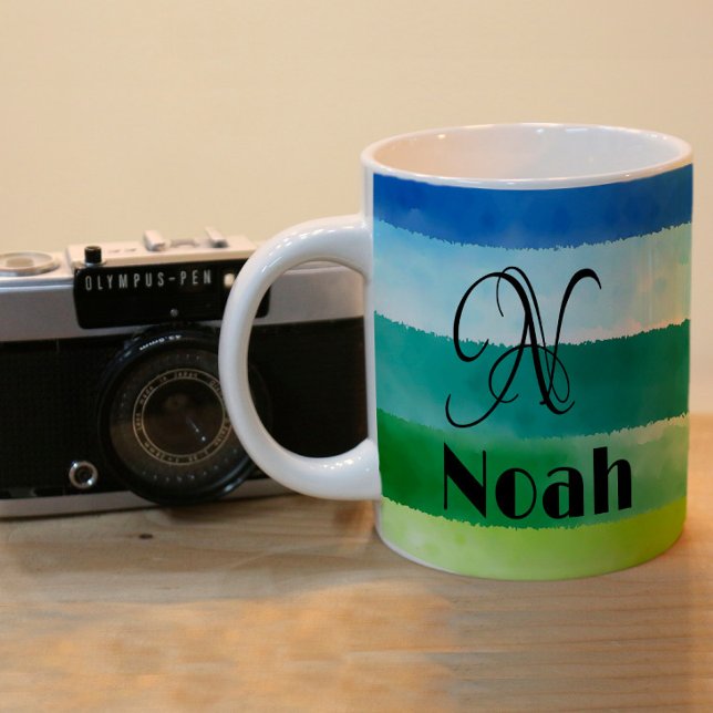 Minimalistischer Regenbogenname Initialmonogramm Kaffeetasse (Von Creator hochgeladen)