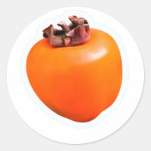 Minimalistischer reifer Kaki-Fruchtaufkleber, saub