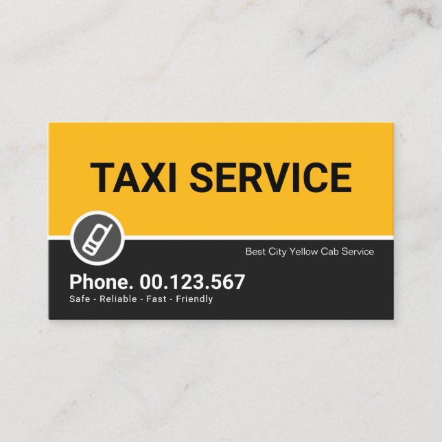 Minimalistischer Retro-Gelber Taxifahrer Visitenkarte (Vorderseite)