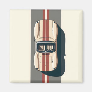 Minimalistischer Retro-Rennwagenstreifen Magnet