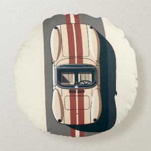 Minimalistischer Retro-Rennwagenstreifen Rundes Kissen