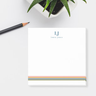 Minimalistischer Retro-Streifen Monogramm Post-it Klebezettel