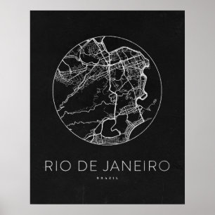 Minimalistischer Rio De Janeiro Stadtplan Poster