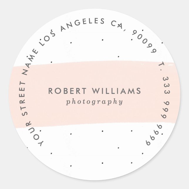 Minimalistischer rosa Abstrakter Pinselstrich Runder Aufkleber (Vorderseite)