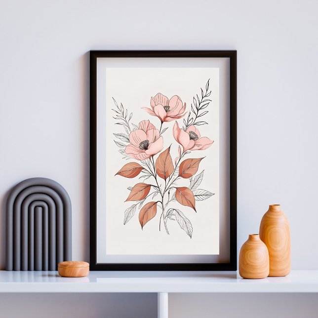 Minimalistischer rosa Blossom Botanische Kunst Dru Poster (Von Creator hochgeladen)