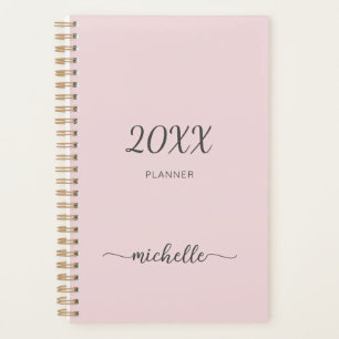 Minimalistischer rosa Monogramm Name 2023 Planer