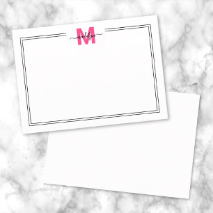 Minimalistischer rosa Schriftzug Namensmonogramm Mitteilungskarte