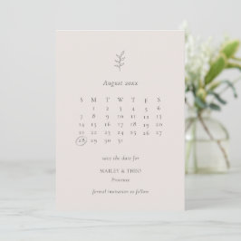 Minimalistischer, rosa Schwarzer Kalender Save the Date