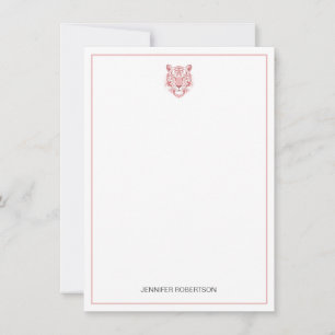 Minimalistischer Rosa Tiger Personalisierter Name Mitteilungskarte