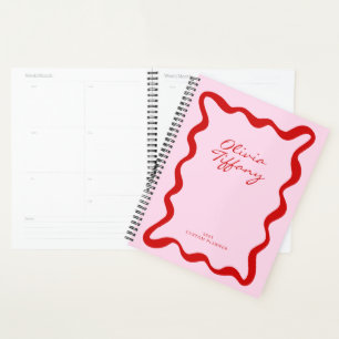 Minimalistischer rosa und roter personalisierter N Planer