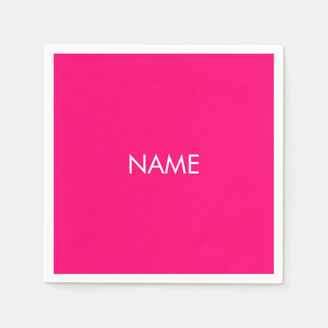 Minimalistischer, rosafarbener Fuchsiatext individ Serviette (Vorderseite)