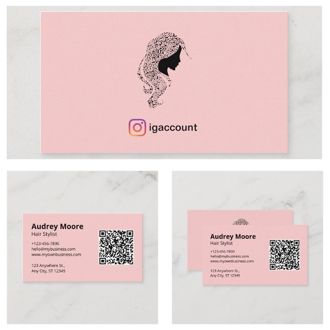 Minimalistischer rosafarbener Haarstil Visitenkarte (Minimalist Soft Pink Hair Stylist Business Card
)