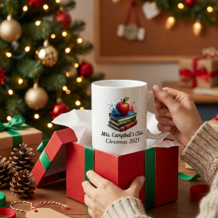 Minimalistischer roter Erzieher/Lehrer Bücher Pers Kaffeetasse