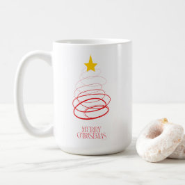 Minimalistischer roter Weihnachtsbaum-Mug – Frohe Kaffeetasse