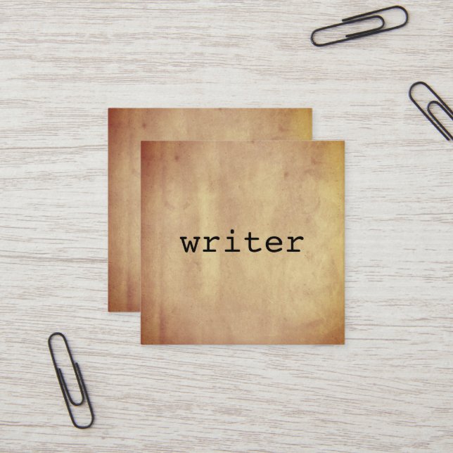 Minimalistischer rustikaler Papierverfasser-Autor Quadratische Visitenkarte (Vorderseite/Rückseite Beispiel)