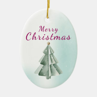 Minimalistischer Salbei-Grün-Wasserfarben-Christba Keramik Ornament