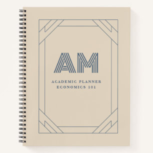 Minimalistischer Sand-Beige-Küsten-Monogramm Notizbuch