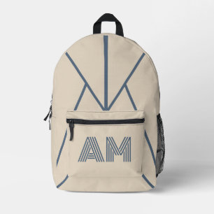 Minimalistischer Sand-Beige und Schieferblauer Mon Bedruckter Rucksack