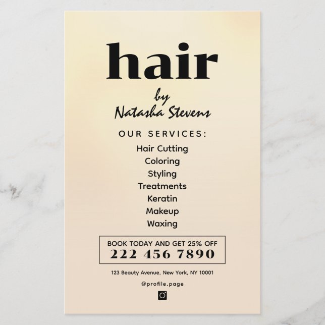 Minimalistischer, sauberer Boho-Stil-Frisörsalon Flyer (Vorne)