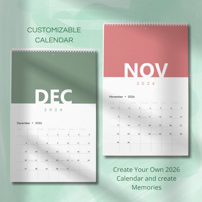 Minimalistischer sauberer moderner Farbdesign-Kale Kalender (Von Creator hochgeladen)