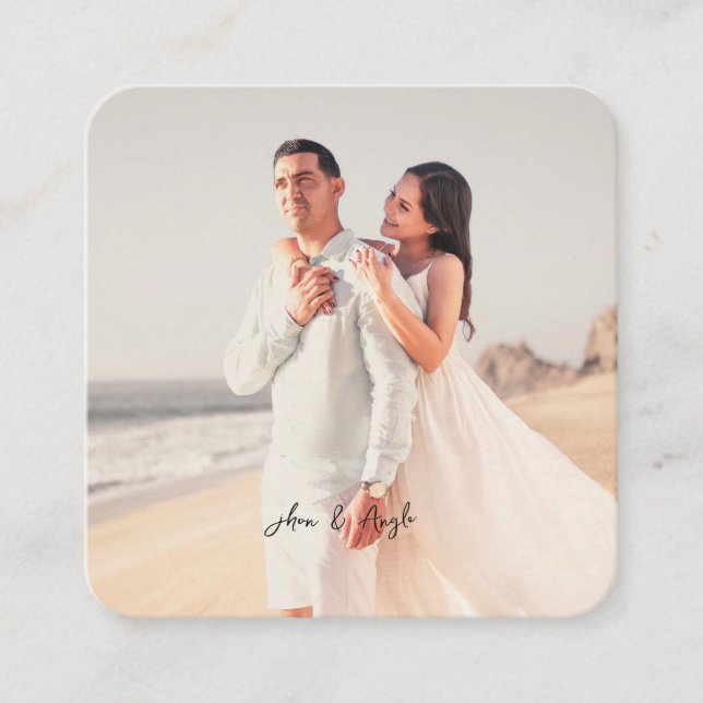 Minimalistischer Save the Date Hochzeitsseiten - Q Begleitkarte (Vorderseite)