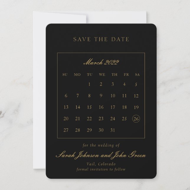 Minimalistischer Save-the-Date-Kalender Save The Date (Vorderseite)