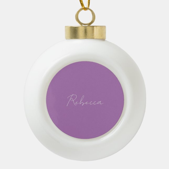 Minimalistischer Schlichter handgeschriebener Name Keramik Kugel-Ornament (Vorderseite)