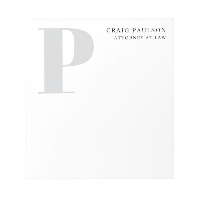 Minimalistischer schlichter moderner grauer Monogr Notizblock (Vorderseite)