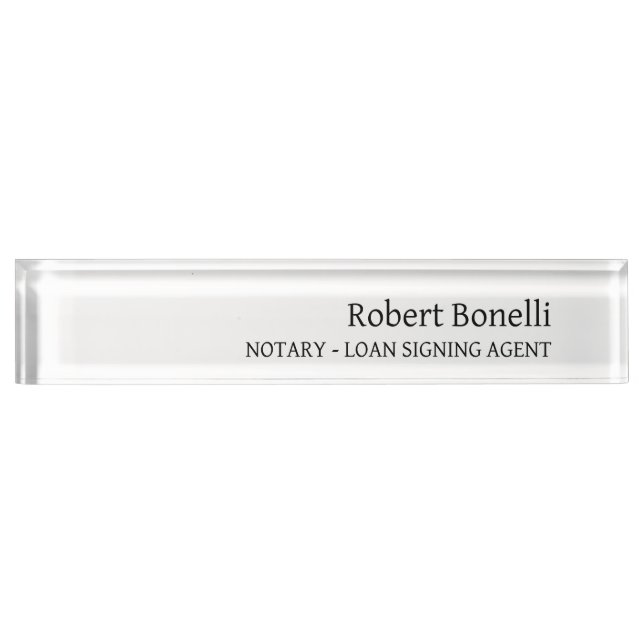 Minimalistischer Schlichter moderner Notar-Agent Namensplakette (Vorderseite)