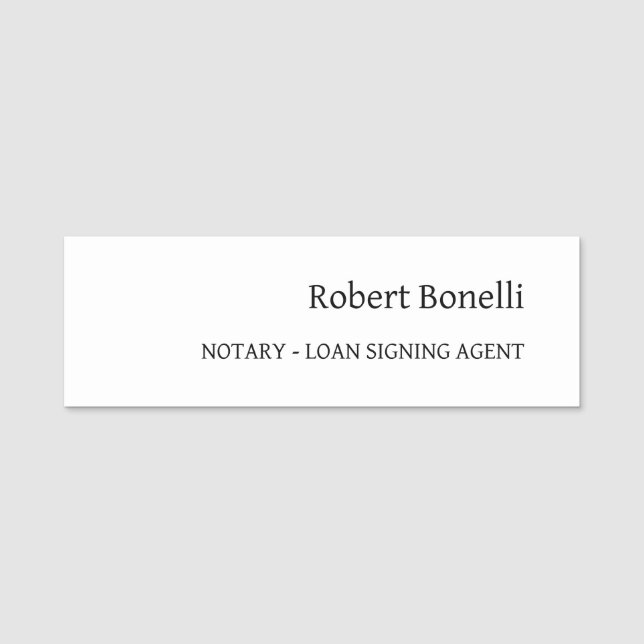 Minimalistischer Schlichter moderner Notar-Agent Namensschild (Vorderseite)