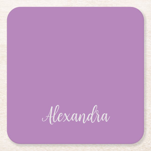 Minimalistischer Schlichter Name Lavender Calligra Rechteckiger Pappuntersetzer (Vorderseite)