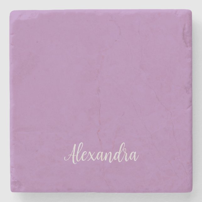 Minimalistischer Schlichter Name Lavender Calligra Steinuntersetzer (Vorderseite)