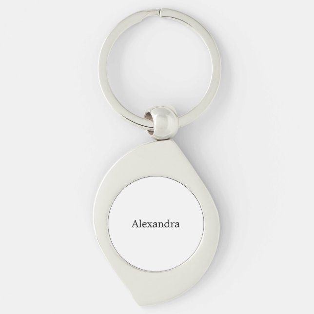 Minimalistischer Schlichter Name Schwarz-weiß Schlüsselanhänger (Vorderseite)