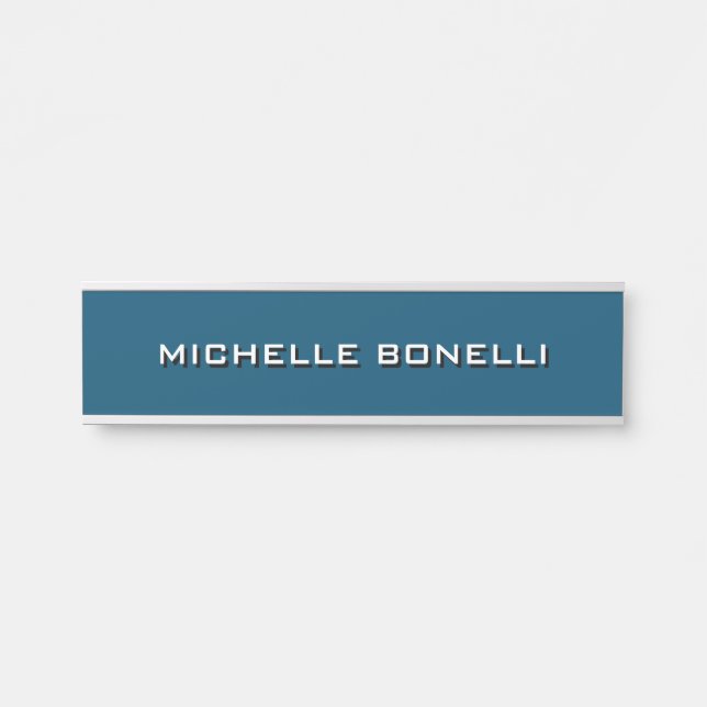Minimalistischer Schlichter Ozean Blau Türschild (Vorderseite )