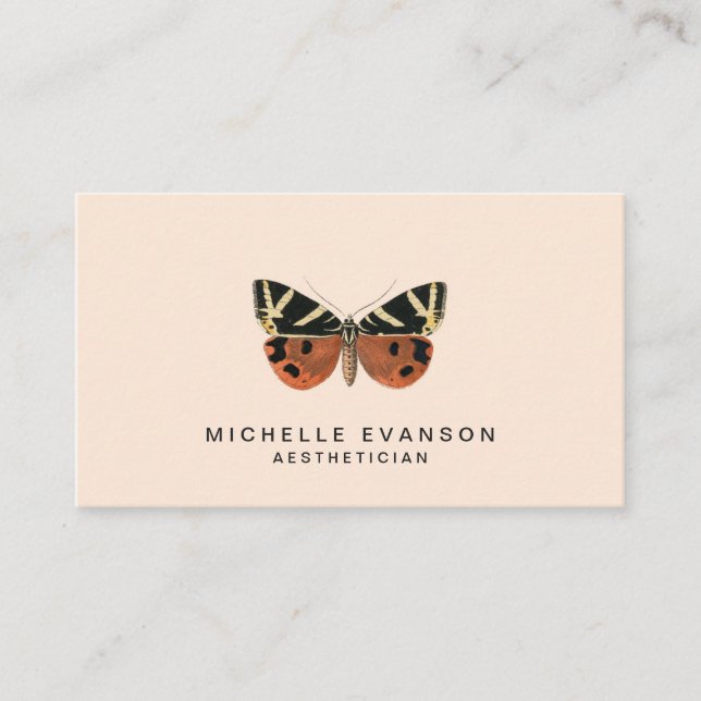 Minimalistischer Schmetterling Elegante Pastel Pea Visitenkarte (Vorderseite)