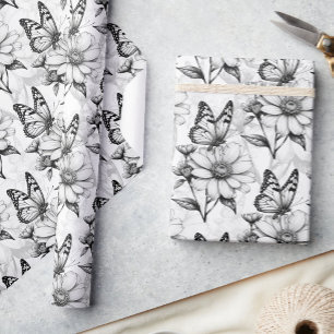 Minimalistischer Schmetterling im Design der Blume Geschenkpapier