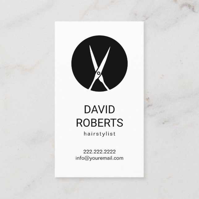 Minimalistischer Schönheitssalon für Schere-Logos Visitenkarte (Vorderseite)