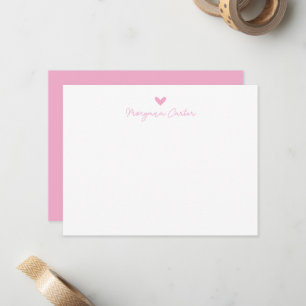Minimalistischer Schriftzug Rosa Herz Personalisie Mitteilungskarte