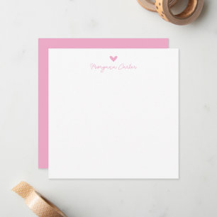 Minimalistischer Schriftzug Rosa Herz Personalisie Mitteilungskarte