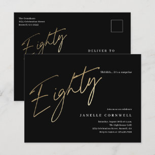 Minimalistischer Schriftzug Schwarz und Gold 80. G Postkarte