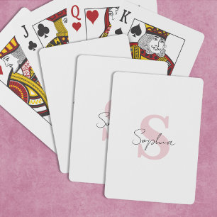 Minimalistischer Schriftzug und pinke Monogramm-In Spielkarten