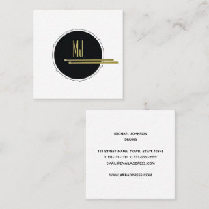 Minimalistischer Schwarz Gold Drummer Quadratische Visitenkarte