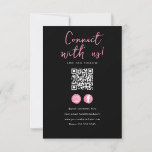 Minimalistischer schwarz rosa Qr-Code Verbindung m Einladung