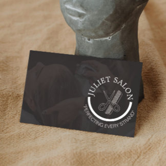 Minimalistischer Schwarz-Weiß-Friseur Monochrom Visitenkarte