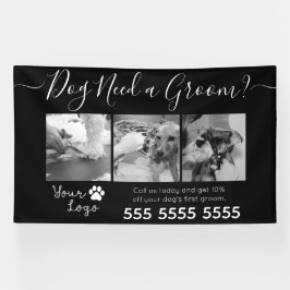 Minimalistischer Schwarz-Weiß-Hund wächst Banner