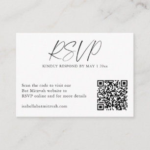 Minimalistischer Schwarz-Weiß Moderner Bat Mitzvah Begleitkarte