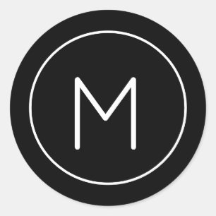 Minimalistischer Schwarz-Weiß-Monogramm-Einfaches  Runder Aufkleber