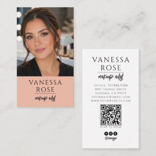 Minimalistischer Schwarz-Weiß-QR-Code für Visagist Visitenkarte