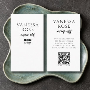 Minimalistischer Schwarz-Weiß-QR-Code für Visagist Visitenkarte